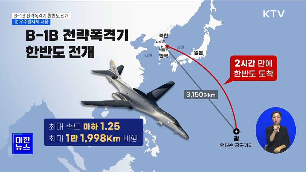 B-1B 전략폭격기 한반도 전개···北 우주발사체 대응