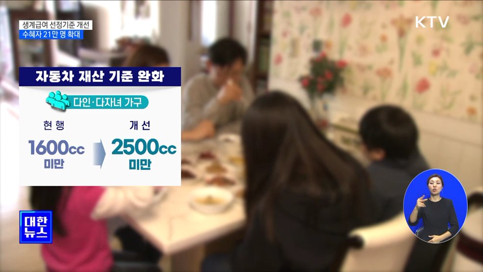 생계급여 선정기준 개선···수혜자 21만 명 확대