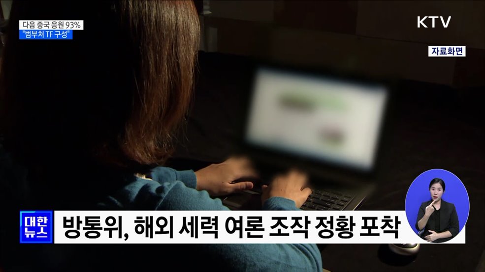 다음 중국 응원 93%···'여론 조작 방지 TF' 구성 지시