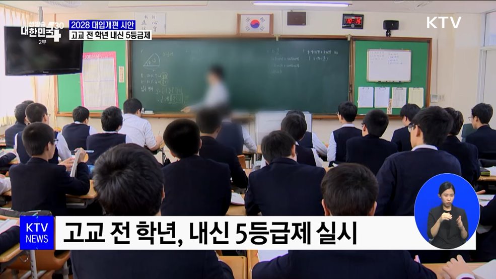 고교 전 학년 내신 5등급제 추진