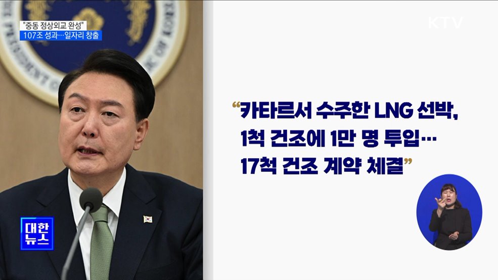 "중동 빅3 정상외교 107조 성과···경제·민생에 활기"