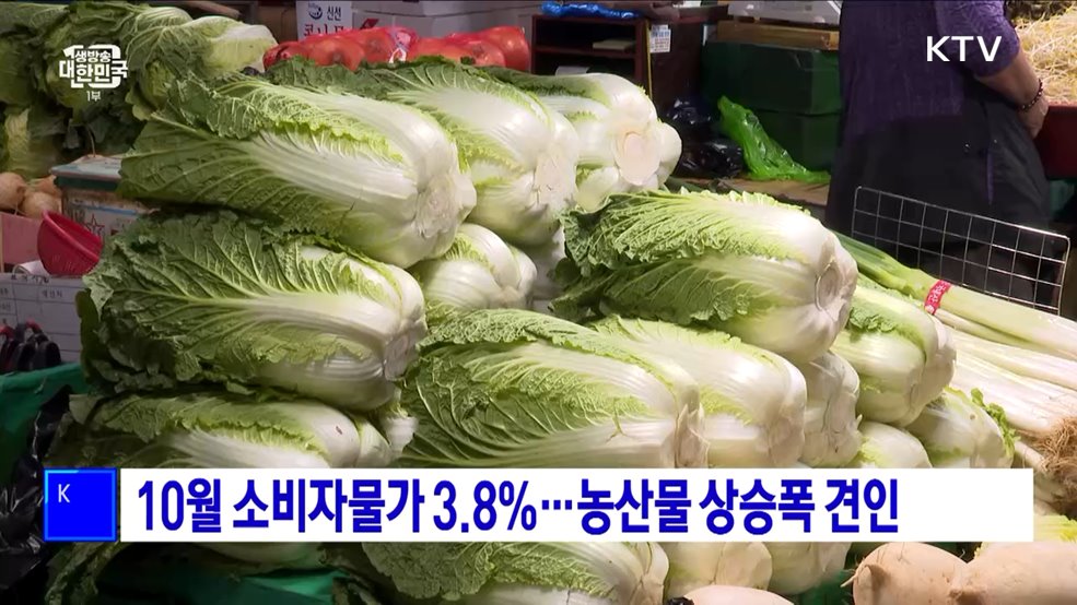 10월 소비자물가 3.8%···농산물 상승폭 견인