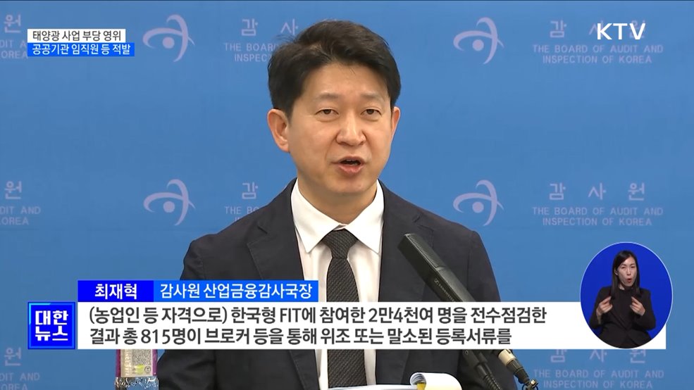 태양광 사업 부당 영위한 공공기관 임직원 등 무더기 적발