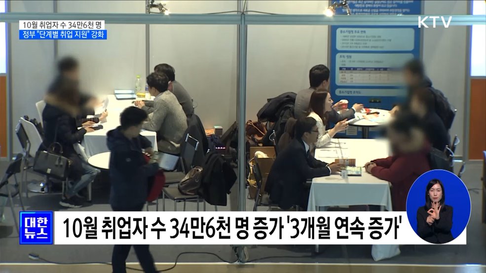 취업자 수 3개월 연속 증가···"취업 단계별 지원 강화"