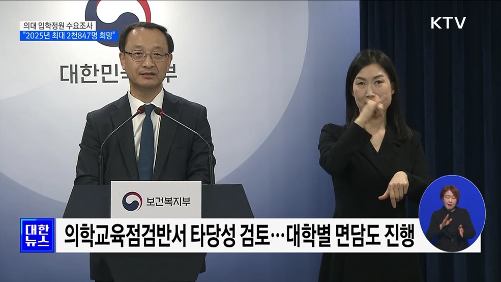 전국 의대 "2025년 최대 2천847명 증원 희망"