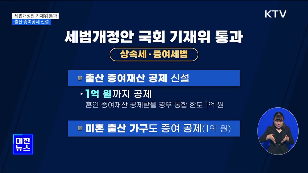 세법개정안, 국회 기재위 전체회의 통과