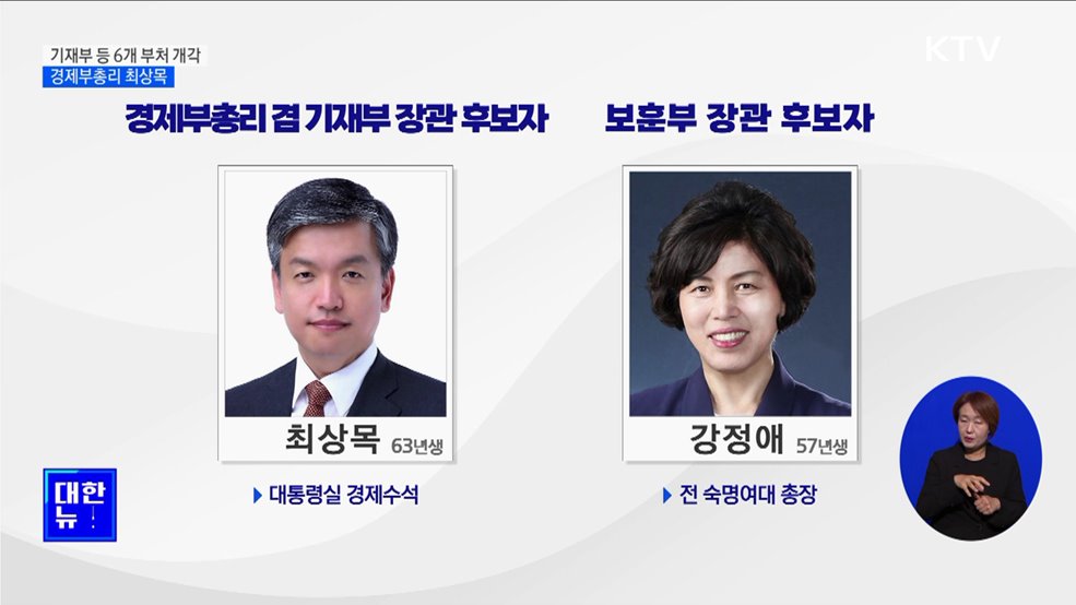 기재부 등 6개 부처 개각···경제부총리 최상목