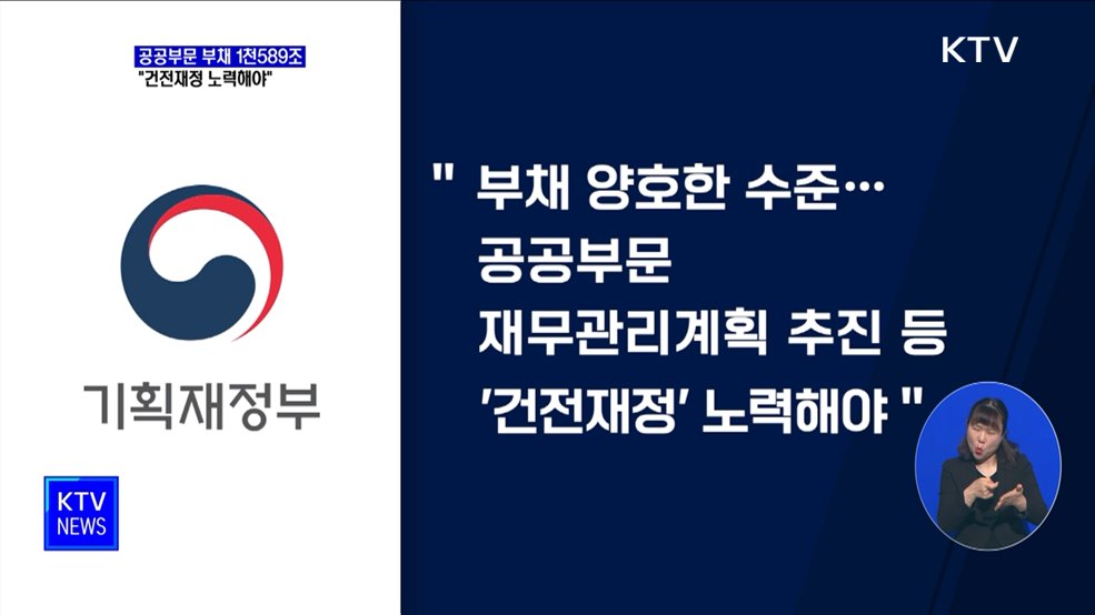 공공부문 부채 1천500조 돌파···"건전재정 노력해야"