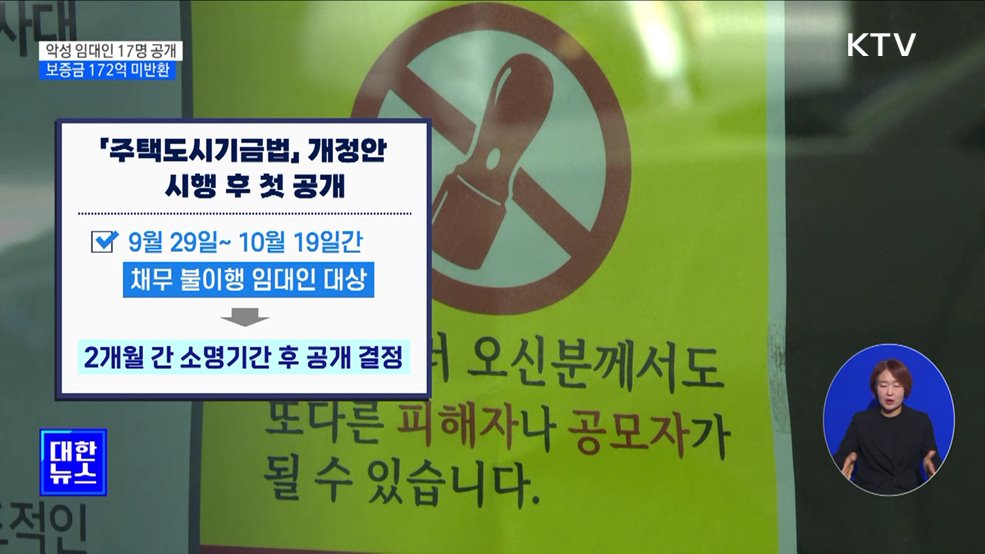 악성 임대인 17명 첫 공개···전세보증금 172억 꿀꺽
