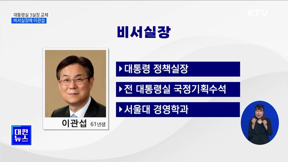 비서실장 이관섭·안보실장 장호진·정책실장 성태윤