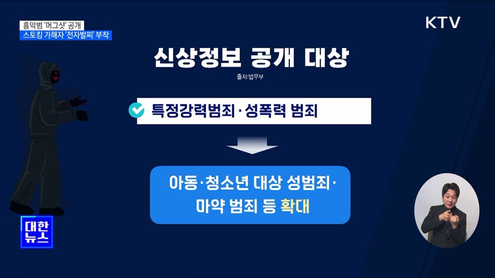 흉악범 '머그샷' 공개···스토킹 가해자 '전자발찌' 부착