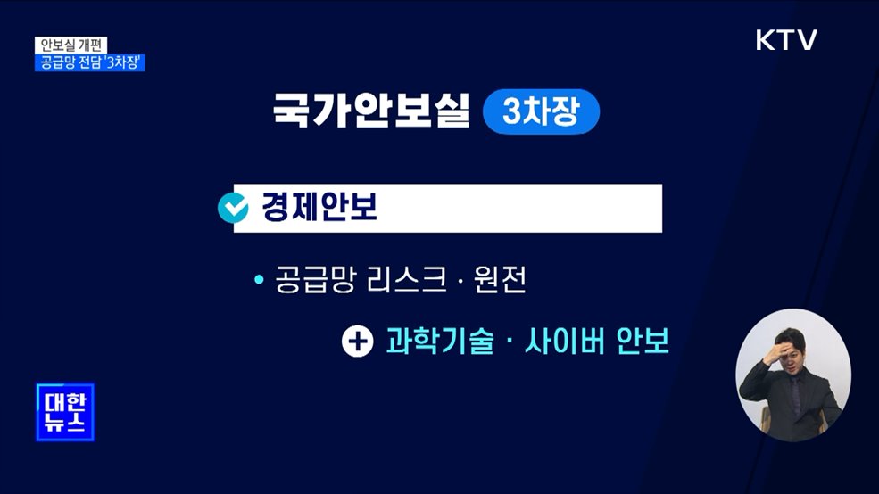 안보실 직제 개편···공급망 전담 '3차장' 신설