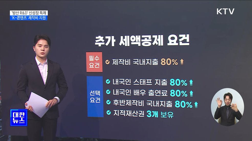 '방산 R&D' 신성장 특례···'K-콘텐츠' 제작비 세제혜택 [뉴스의 맥]