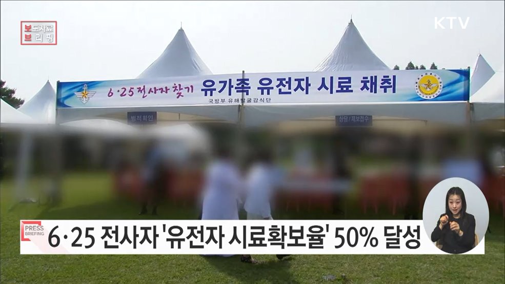 6·25 전사자 유가족 유전자 시료확보율 50% 달성