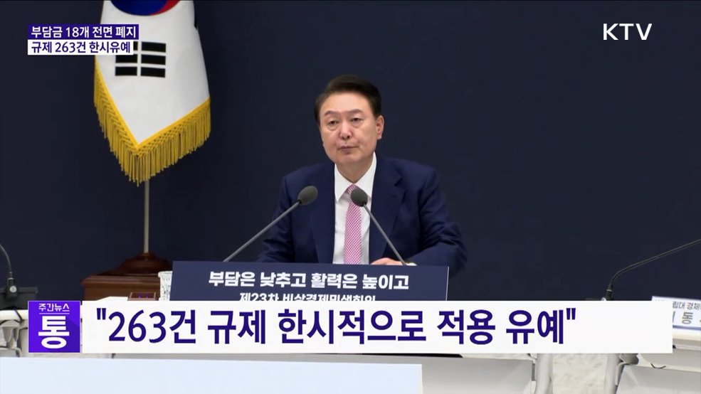 윤 대통령 "부담금 18개 폐지···규제 263건 한시유예"