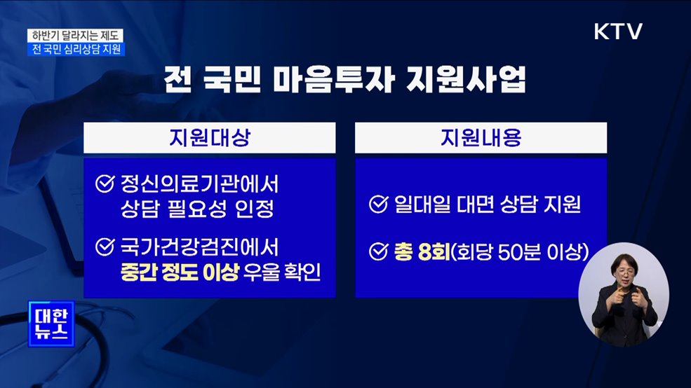 전 국민 심리상담 지원···치매주치의 시범사업 시행