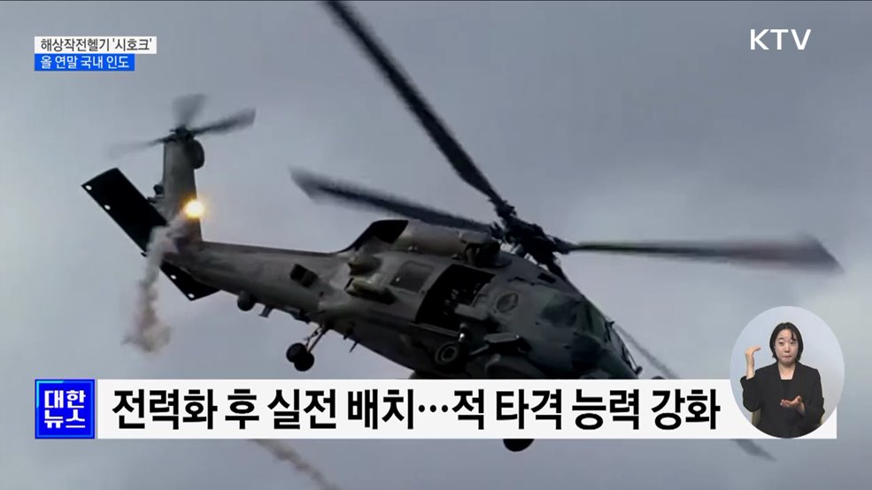 해상작전헬기 '시호크' 올 연말 국내 도입···전력 강화