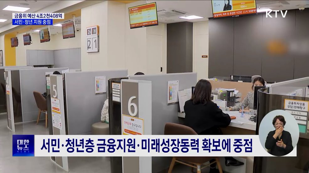 금융위 내년 예산 4조 2천408억···서민·청년 지원 중점