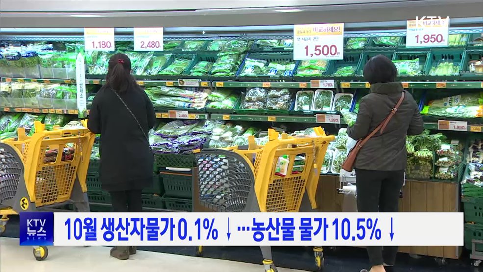 10월 생산자물가 0.1% ↓···농산물 물가 10.5% ↓