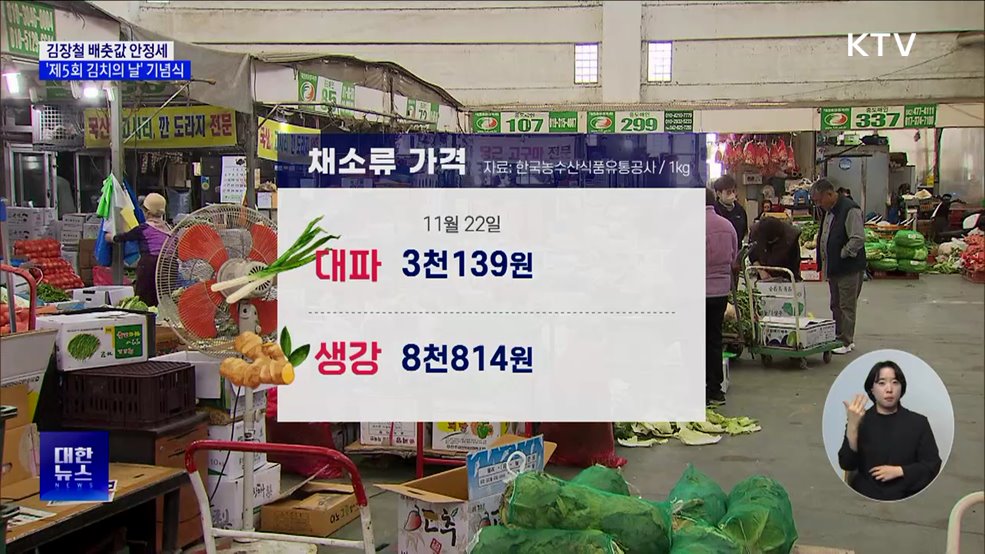 '제5회 김치의 날' 기념식···가을배추 출하에 배춧값 안정세