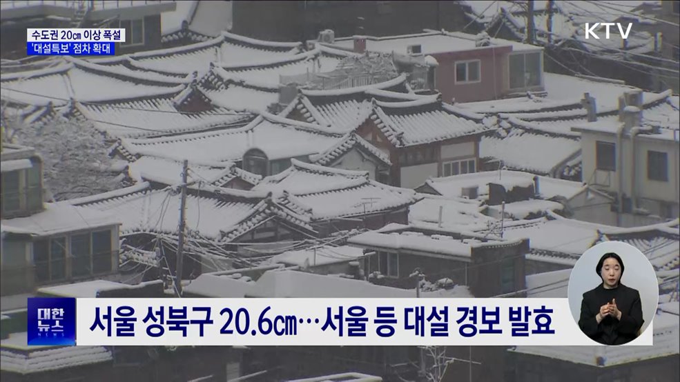 첫눈부터 폭설 '퇴근길 혼잡'···대설특보 점차 확대