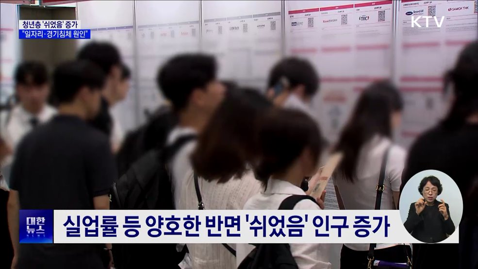 청년층 '쉬었음' 증가···"일자리·경기침체 원인"