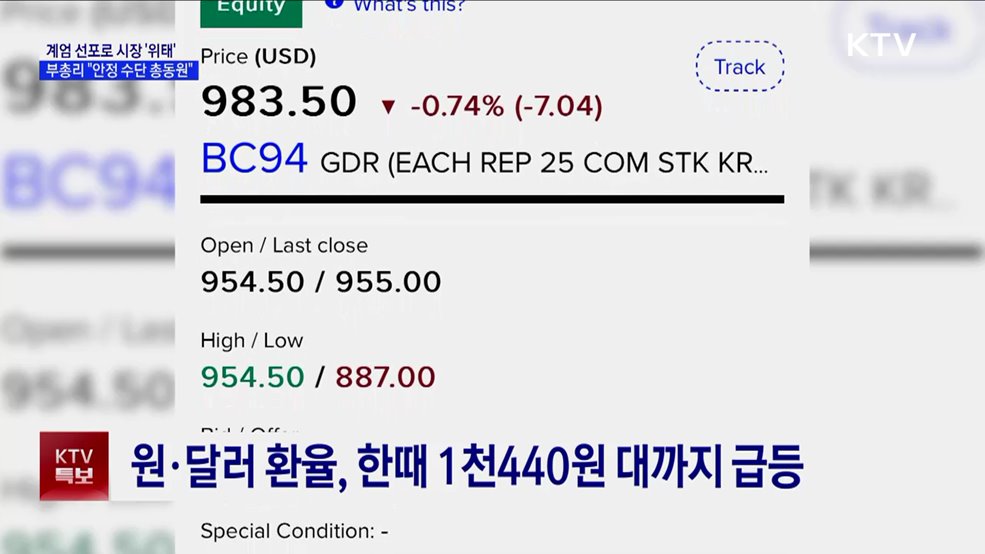 비상계엄 선포 후 시장 '쇼크'···정부 부처 긴급 대응