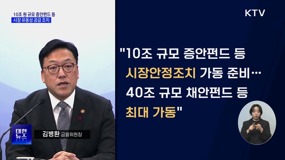 "10조 원 증시안정펀드 등 시장안정조치 준비"