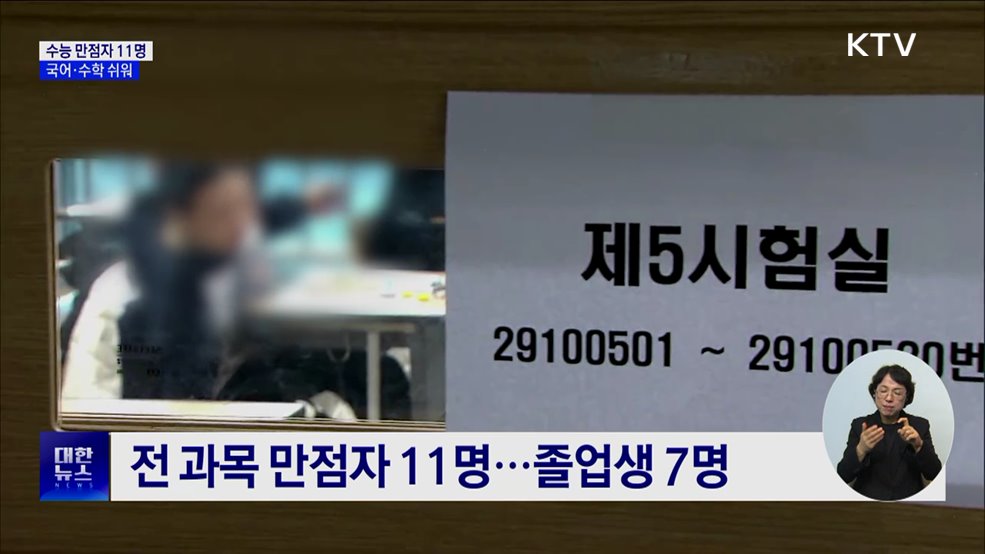 올해 수능 만점자 11명···국어·수학 지난해보다 쉬워