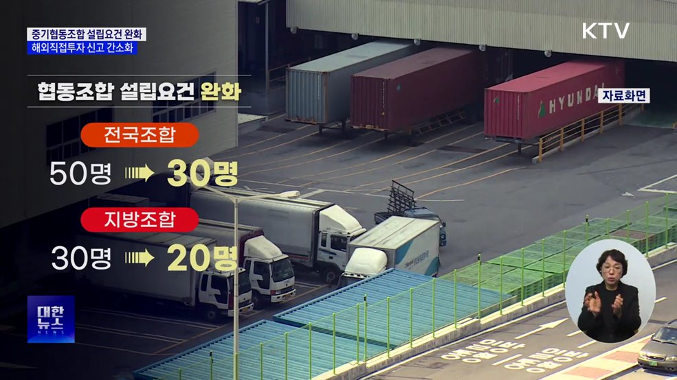 중기협동조합 설립 요건 완화···해외직접투자 신고 간소화