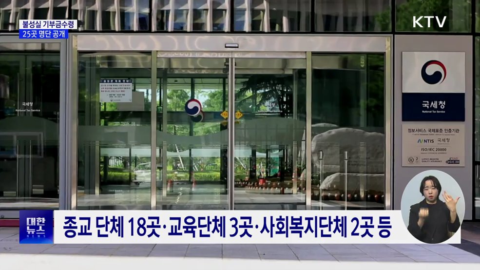 거짓 기부금영수증 발급···25곳 명단 공개