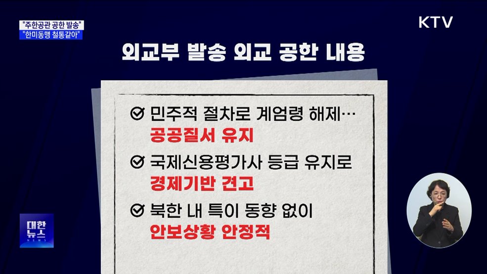 "'여행경보 조정' 불필요 공한 보내···한미동맹 철통같아"