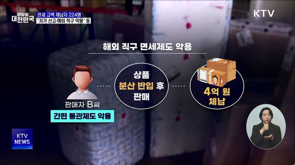 '저가 신고·해외 직구 악용'···관세 고액 체납자 224명 공개