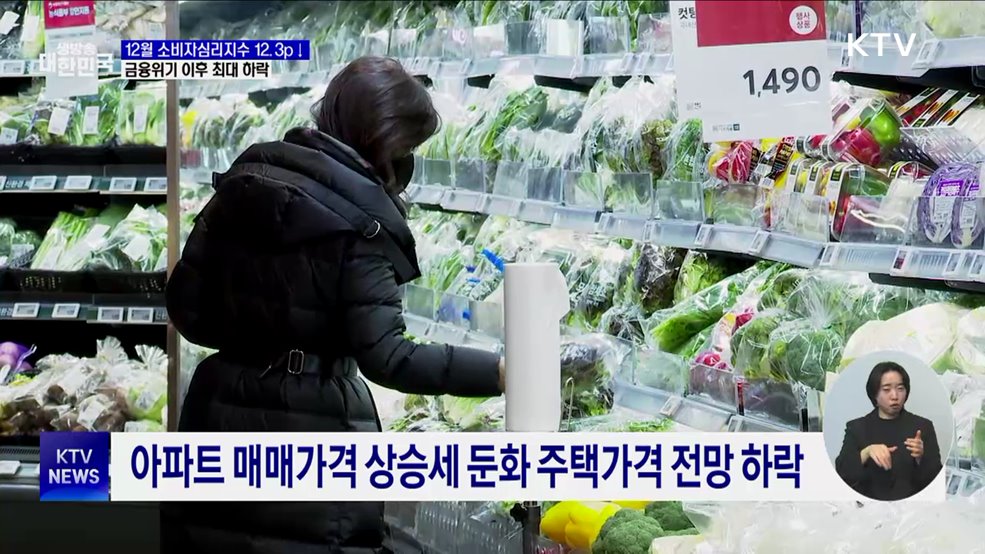 소비심리 12.3p 하락···정치 불확실성 속 '최대 낙폭'