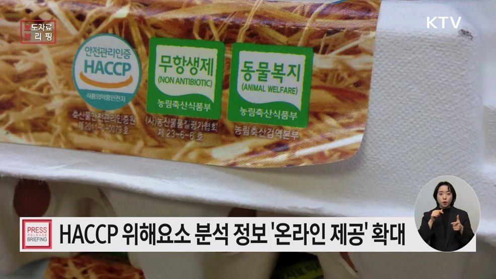 HACCP(해썹) 위해요소 분석 정보 온라인 제공 확대