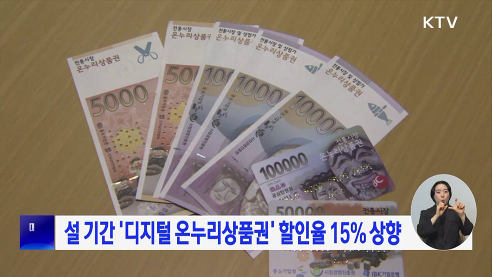 설 기간 '디지털 온누리상품권' 할인율 15% 상향