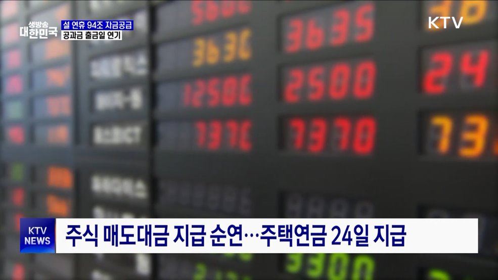 설 연휴 94조 자금공급···공과금 출금일 연기