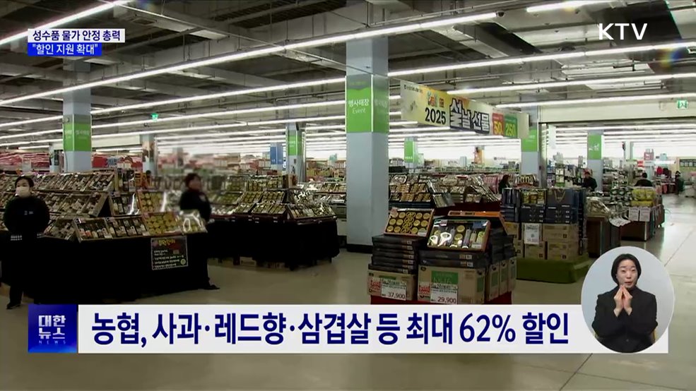 성수품 물가 안정 총력···"할인 지원 확대"