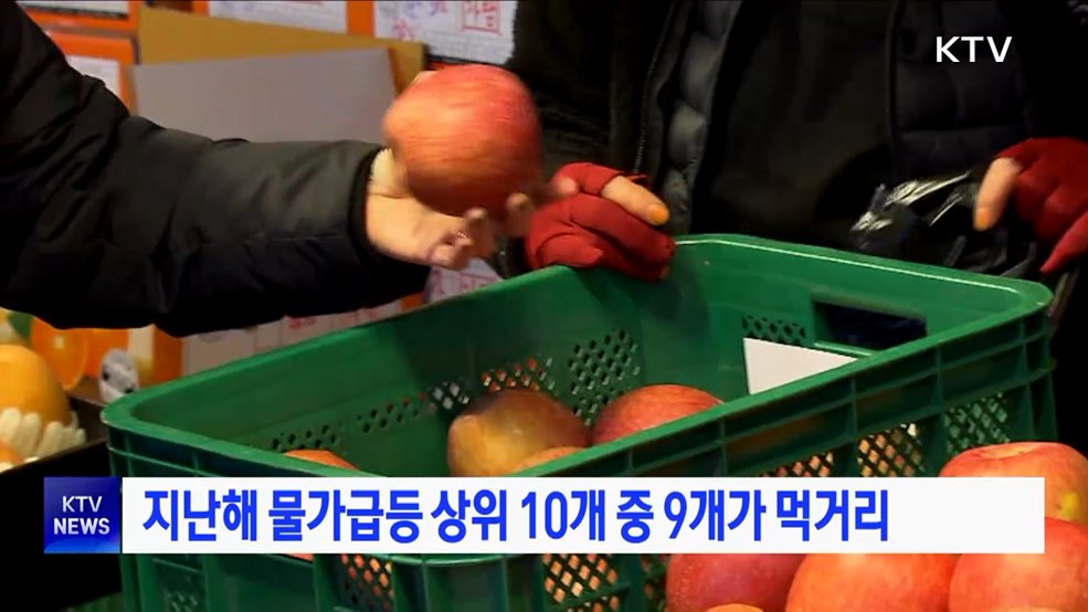 지난해 물가급등 상위 10개 중 9개가 먹거리