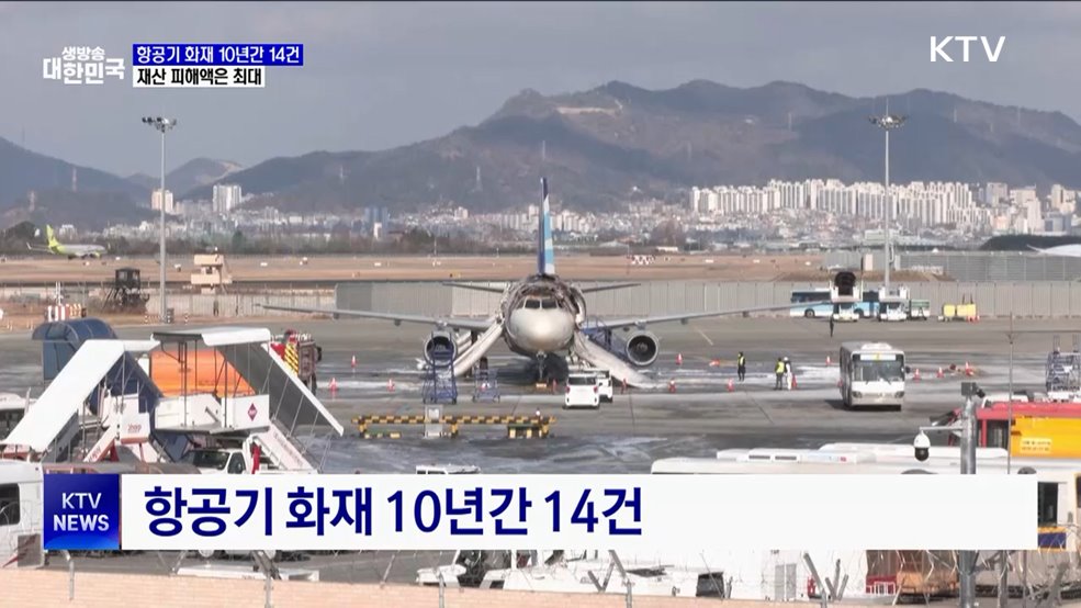 항공기 화재 10년간 14건···재산 피해액은 최대