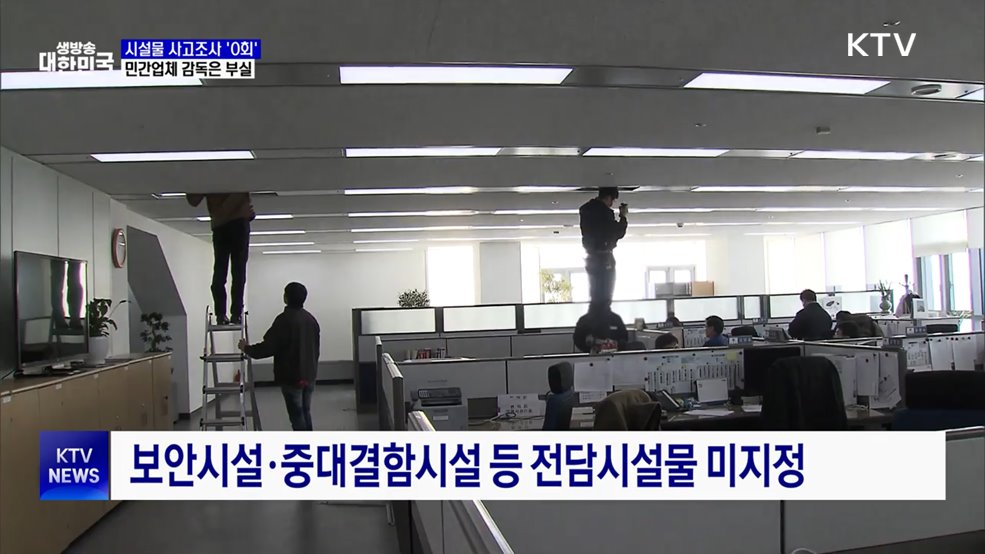 시설물 사고조사 '0회'···민간업체 감독은 부실