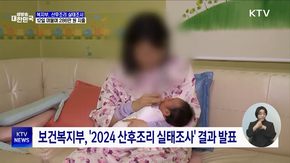"12일 머물며 286만 원 지출"···산후조리 실태조사