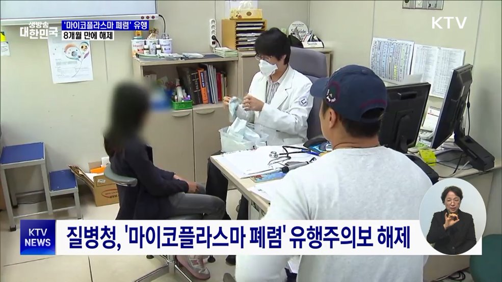 '마이코플라스마 폐렴' 유행주의보 8개월 만에 해제