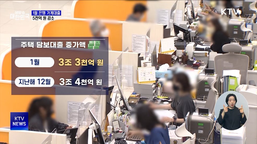 1월 은행 가계대출 5천억 원↓···두 달째 감소