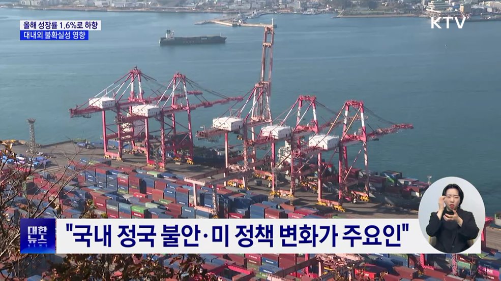 KDI, 올해 성장률 1.6%로 하향···"더 낮출 수도"