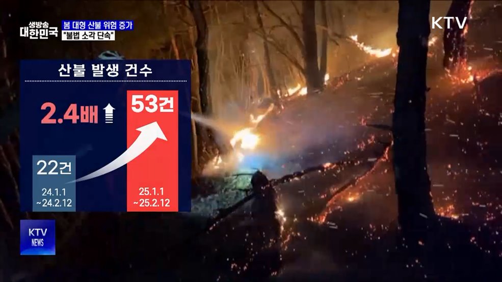 봄 대형 산불 위험 증가···"불법 소각 단속·국민 협조 당부"