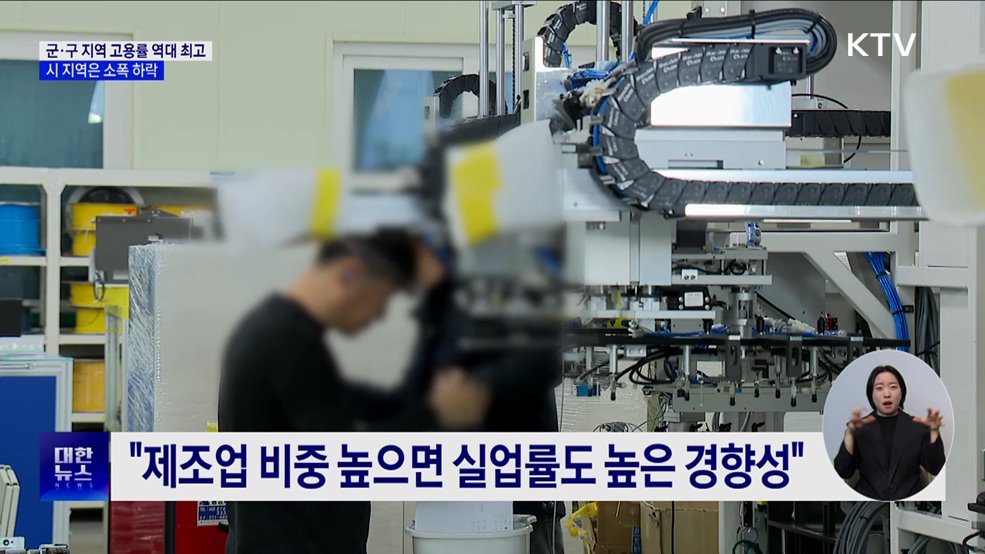 군·구 지역 고용률 역대 최고···시 지역은 소폭 하락