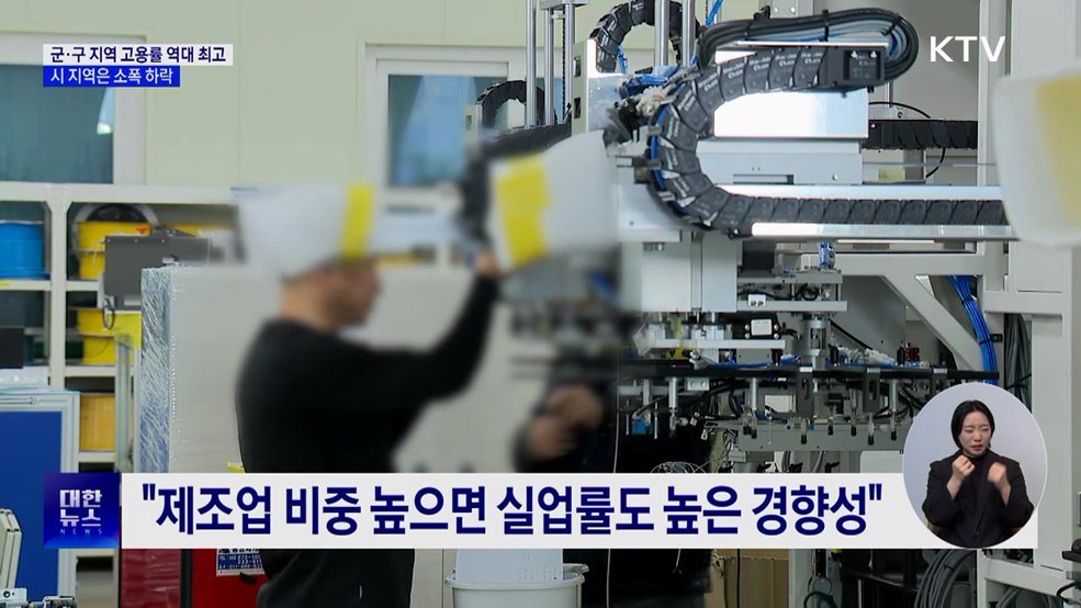 군·구 지역 고용률 역대 최고···시 지역은 소폭 하락