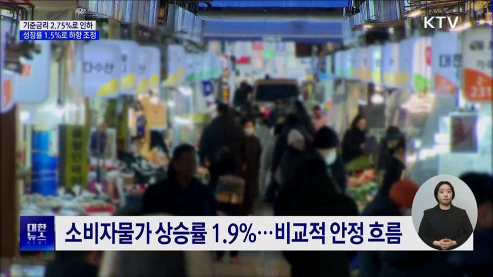 한은, 기준금리 2.75%로 인하···성장률 1.5%로 하향 조정