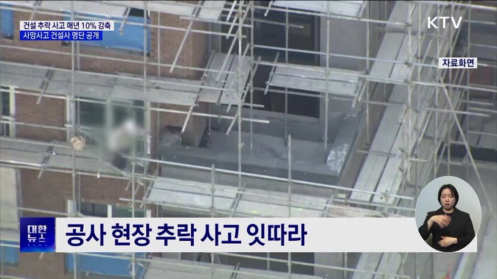 건설 추락 사고 매년 10% 감축···사망사고 건설사 명단 공개